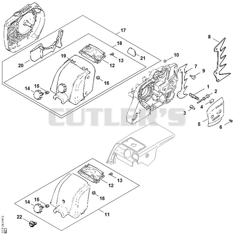 Chain tensioner, Carburetor box cover