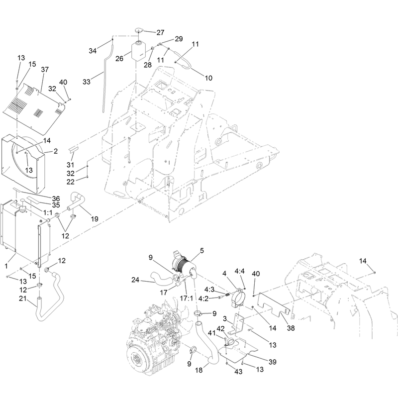 Radiator and Air Cleaner Assembly