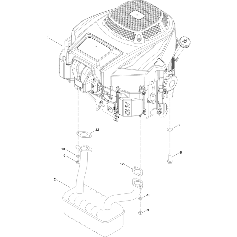 Engine and Muffler Assembly