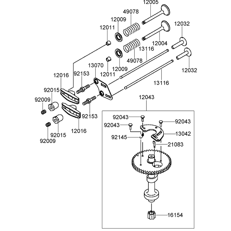 Valve and Camshaft Assembly Kawasaki FJ180V-AS28