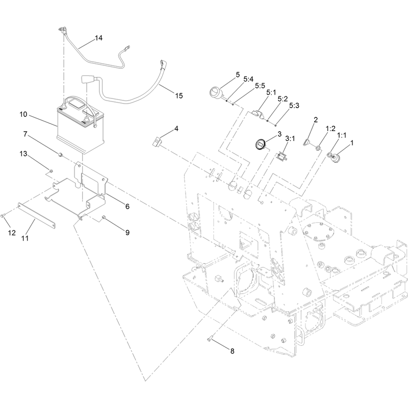 Battery, Key Switch and Fuel Gauge Assembly