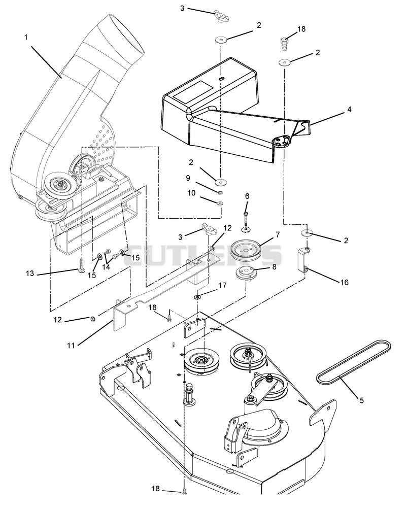 Blower Assembly To Mower Deck