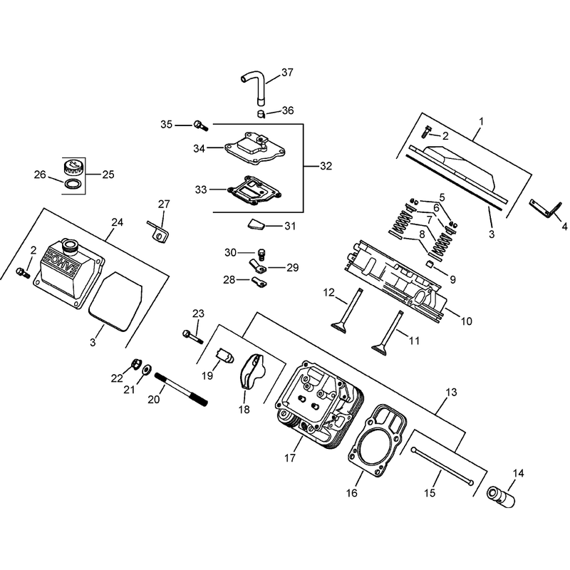 Head Valve and Breather Assembly Kohler CH23S-76584