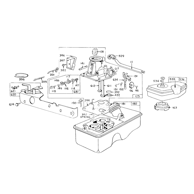 Carburetor Assembly Model 390065 for 21in Hand Propelled Model 16173 for 21in Self Propelled Model 16273