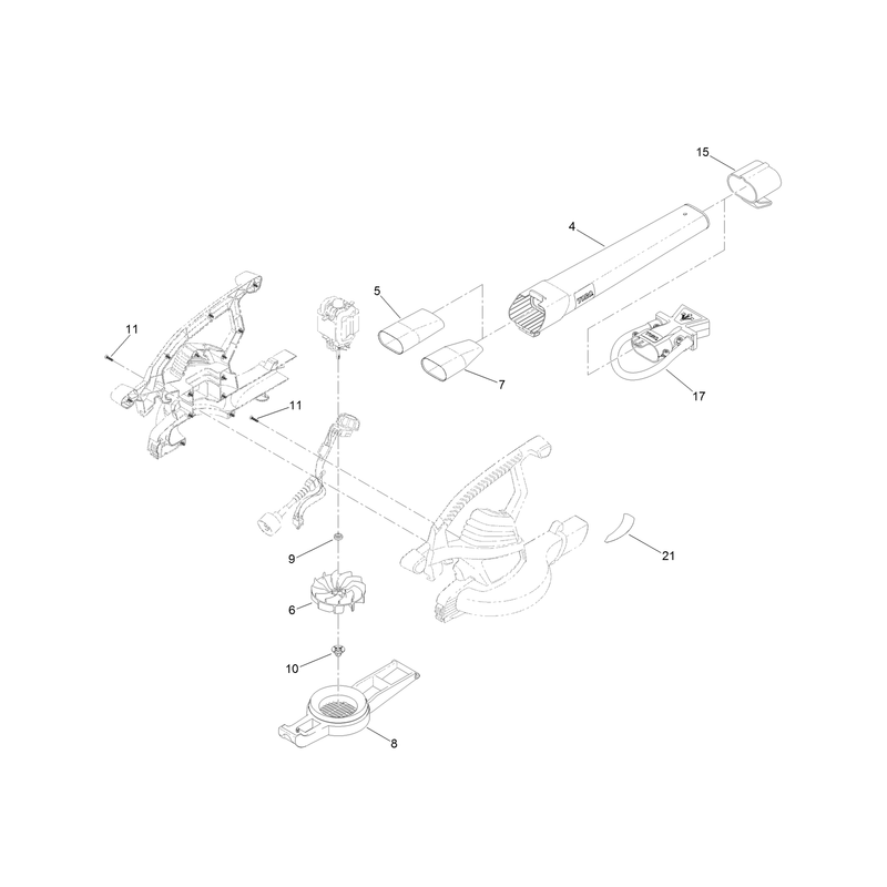 Blower Tube and Impeller Assembly