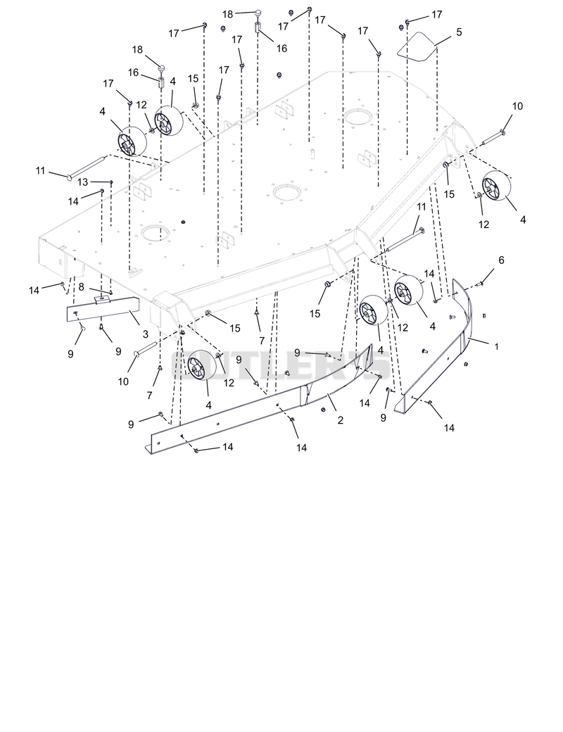 Anti-Scalp Wheels and Deck Stops - 72"