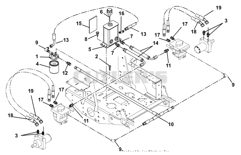 Hydraulic Tank, Filter, Motors And Pump To Tank Circuit