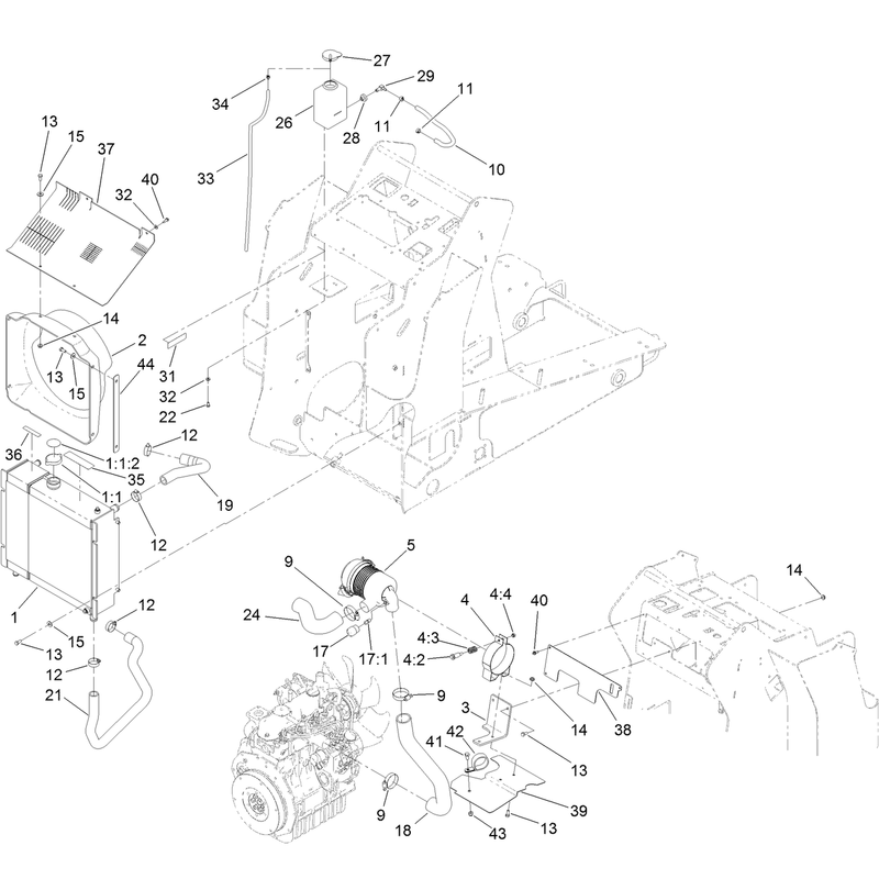 Radiator and Air Cleaner Assembly