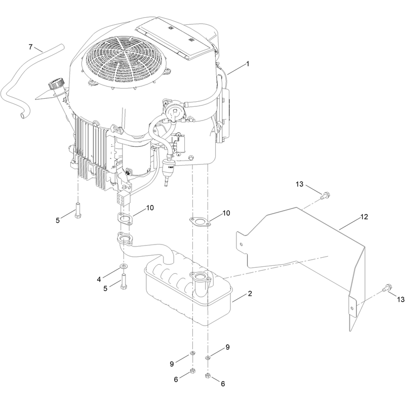 Engine and Muffler Assembly