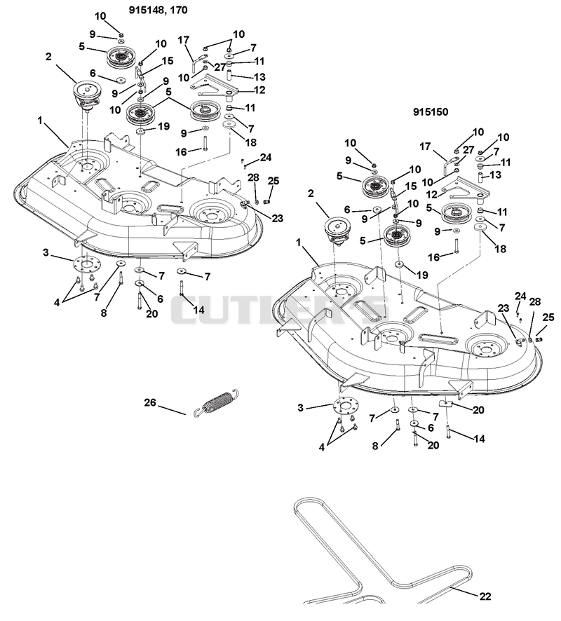 Mower Deck, Belt And Idlers (2)