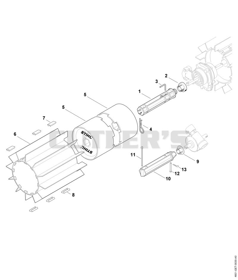 KW Sweeper drum assembly