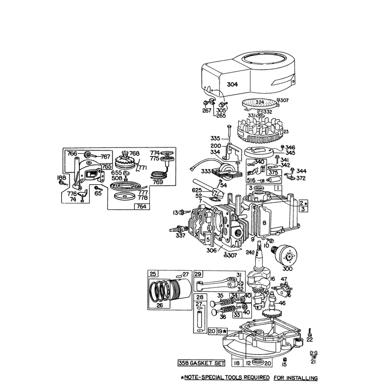 Engine Briggs and Stratton Model 92908-1735-01 for 21in Hand Propelled Model 16155