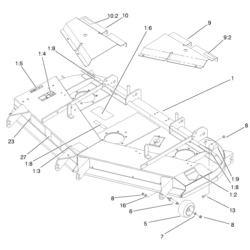 Deck Deflector and Roller Assembly