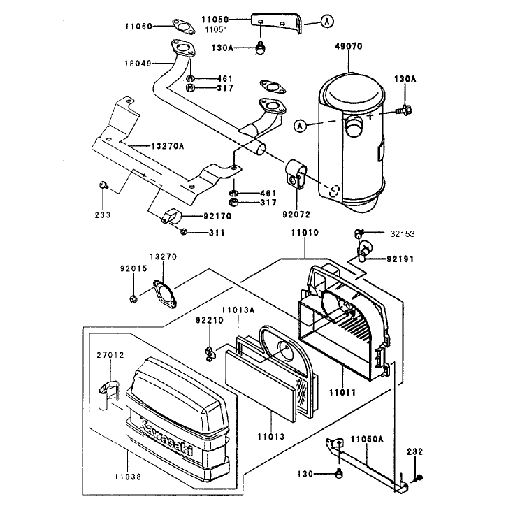 Air Filtermuffler Assembly Kawasaki Fh500v-As08