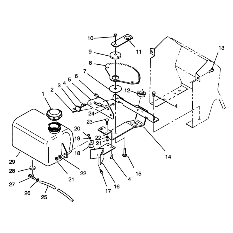 Fuel Tank and Steering Bracket Assembly