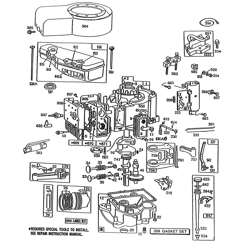 10hp Engine Briggs & Stratton Model No. 256707 Type No. 0126-01