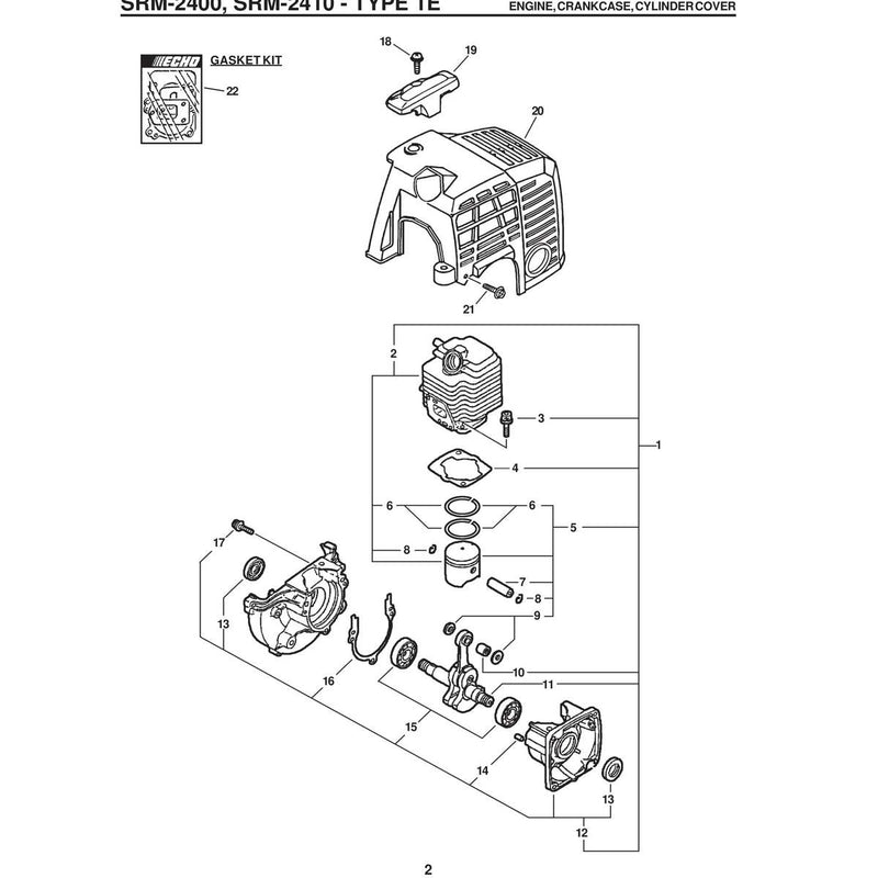 Srm-2410-Type1E Encine, Crankcase, Cylindercover