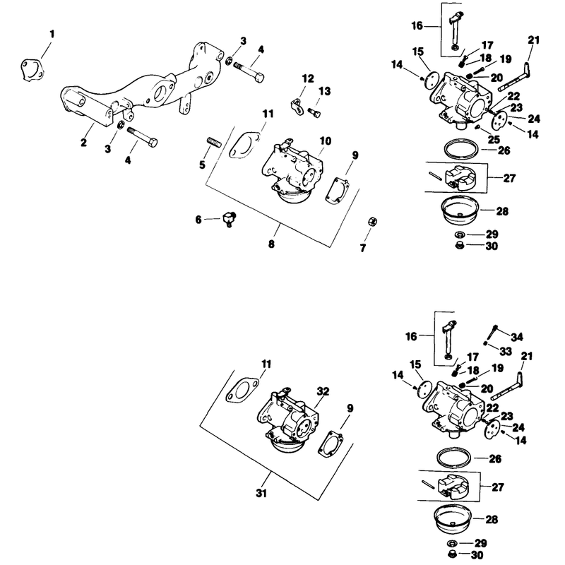 Carburetor Engine Kohler Model No Mv16s Type 56519