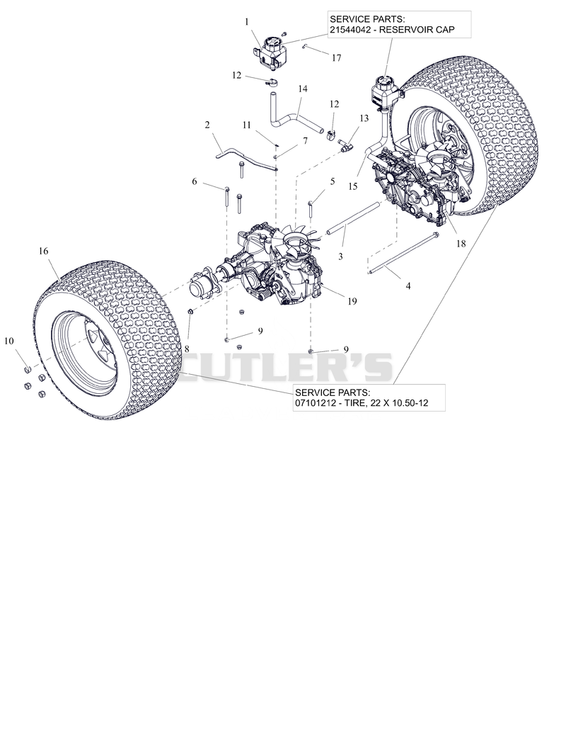 Rear Tires and Transaxles - 52"