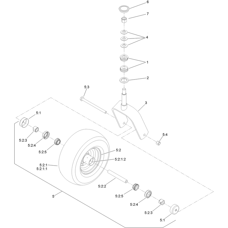 Caster Fork and Wheel Assembly