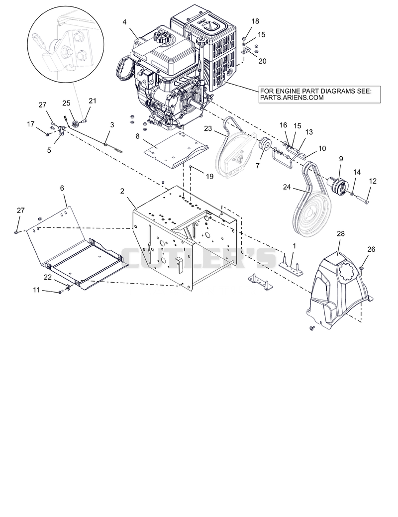 Engine, Frame and Belt Drive