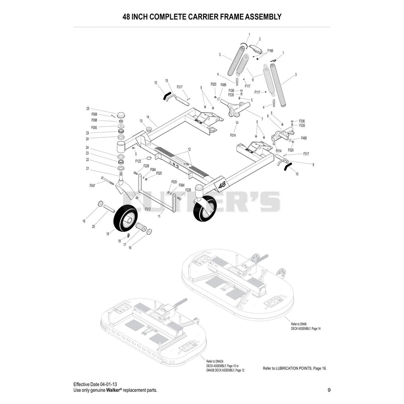 48 INCH COMPLETE CARRIER FRAME ASSEMBLY