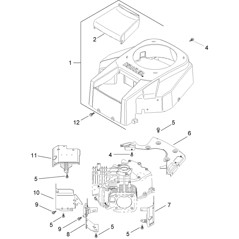 Blower Housing and Baffle Assembly Kohler SV730-0018