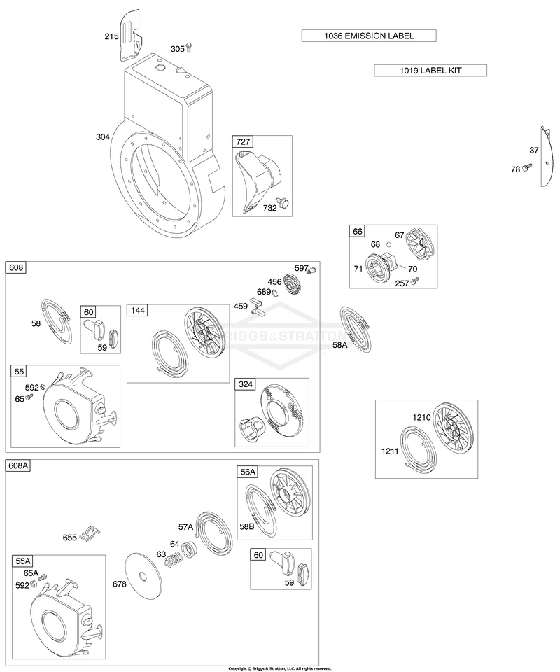 Blower Housing, Rewind Starter