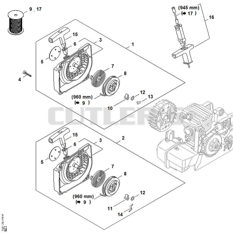 Fan housing with rewind starter