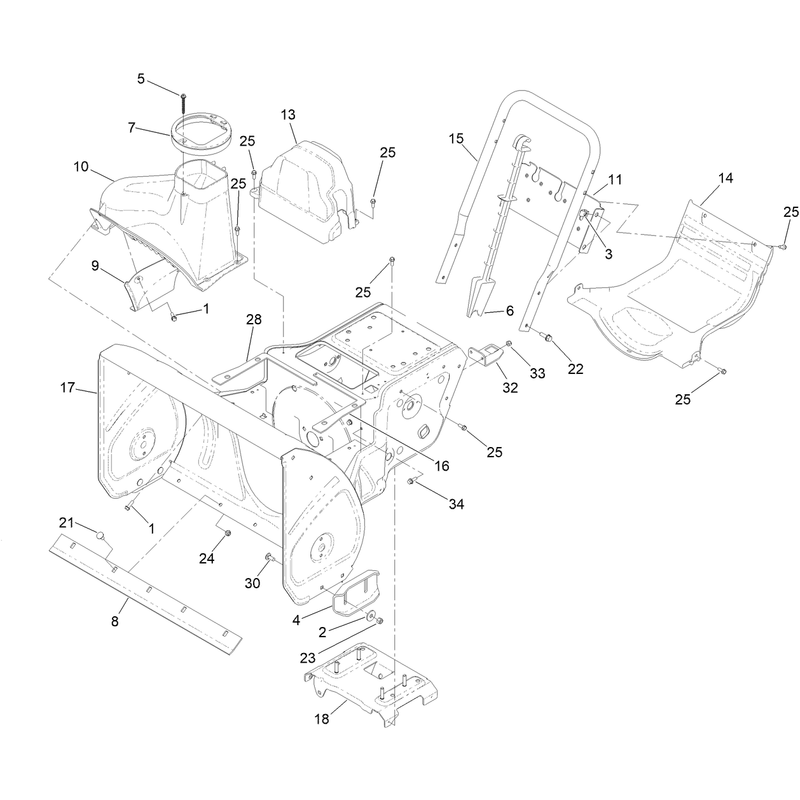 Main Frame and Auger Housing Assembly