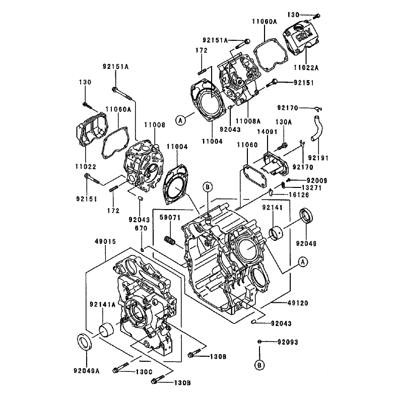 CylinderCrankcase Assembly Kawasaki FD750D-AS03