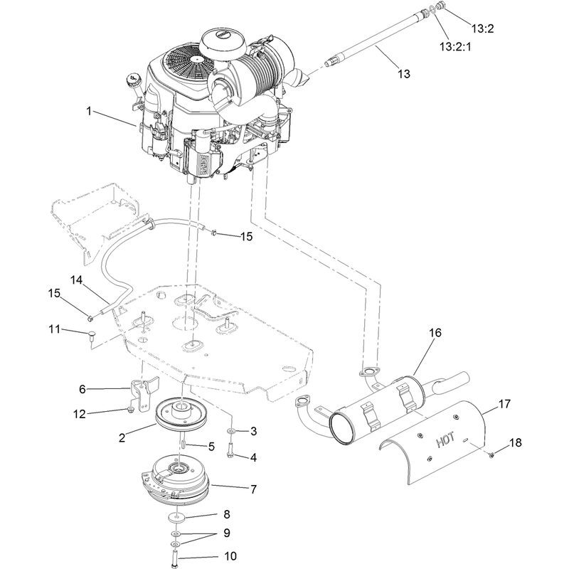 Engine, Clutch and Muffler Assembly