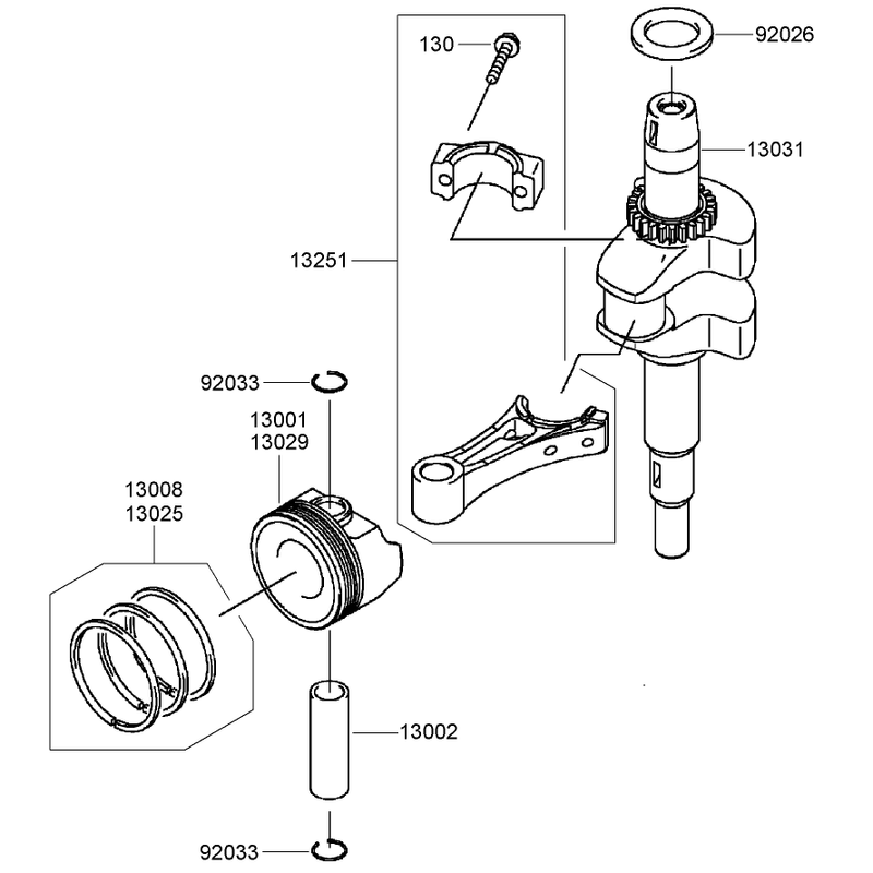 Piston and Crankshaft Assembly Kawasaki FJ180V-AS36