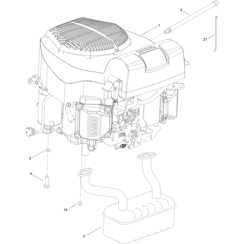Engine and Muffler Assembly