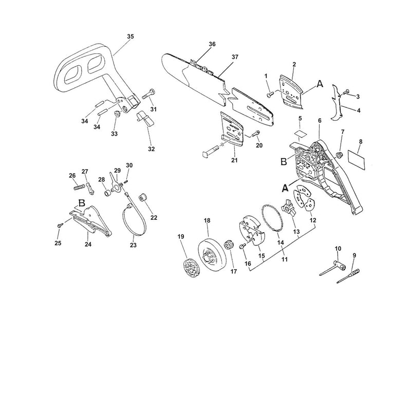 CHAIN BRAKE, CLUTCH, CUTTING ATTACHMENT