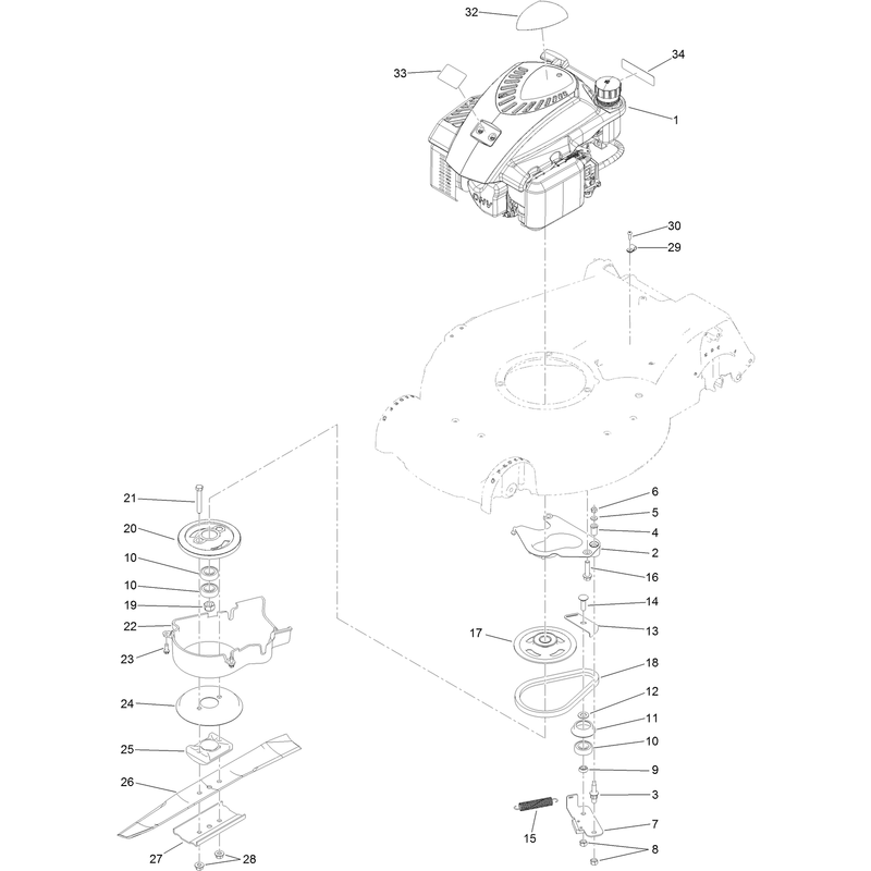 Engine and Blade Drive Assembly