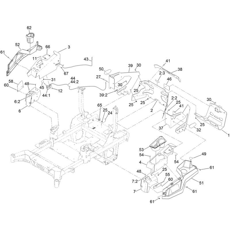 Throttle, Choke Cable and Guard Assembly