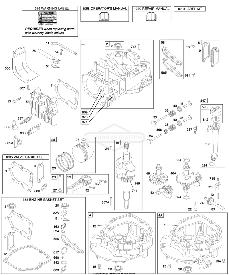 Camshaft, Crankshaft, Cylinder, Engine Sump, Kit/Gasket, Lubrication, Piston Group, Valves