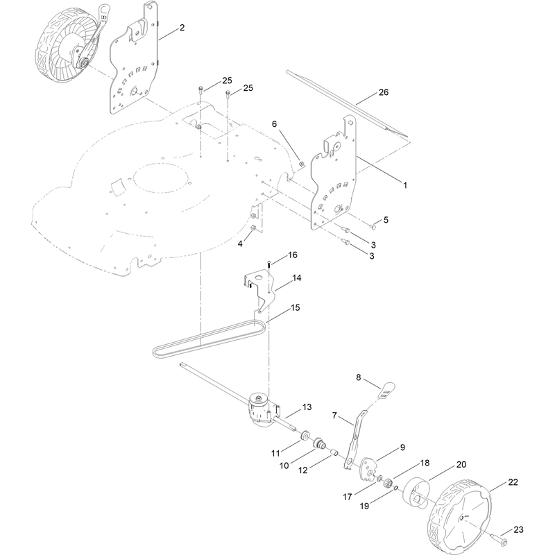 Rear Wheel and Height of Cut Assembly