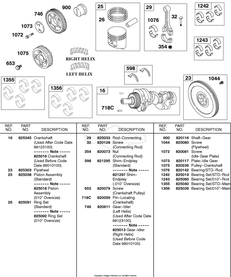 Piston, Rings, Flywheel, Crankshaft