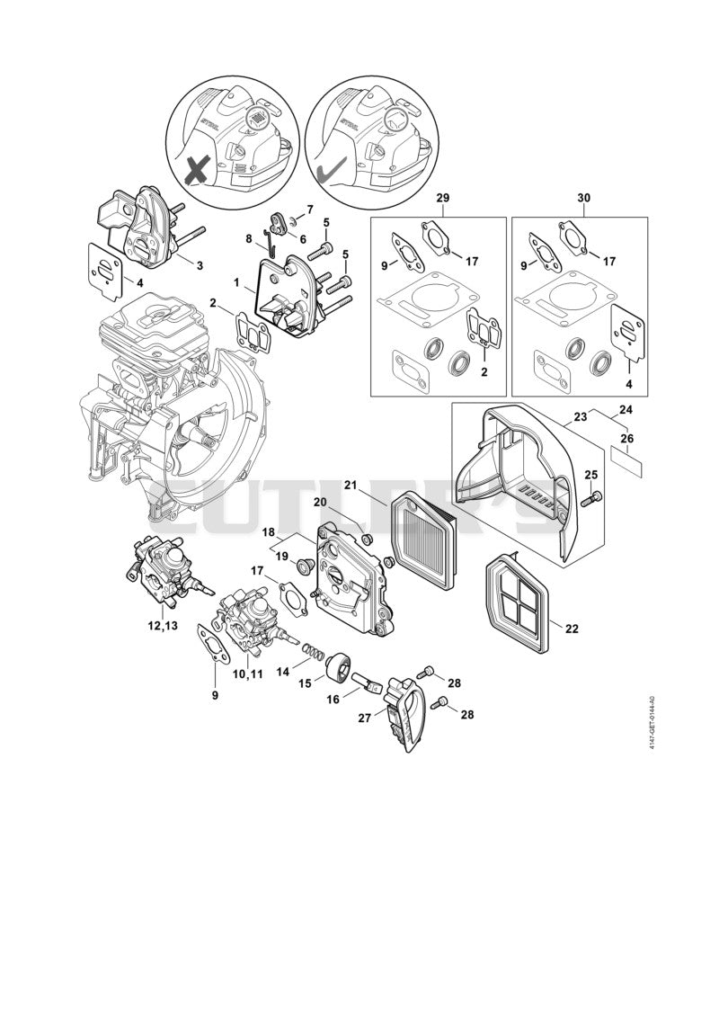 Spacer flange, Air filter