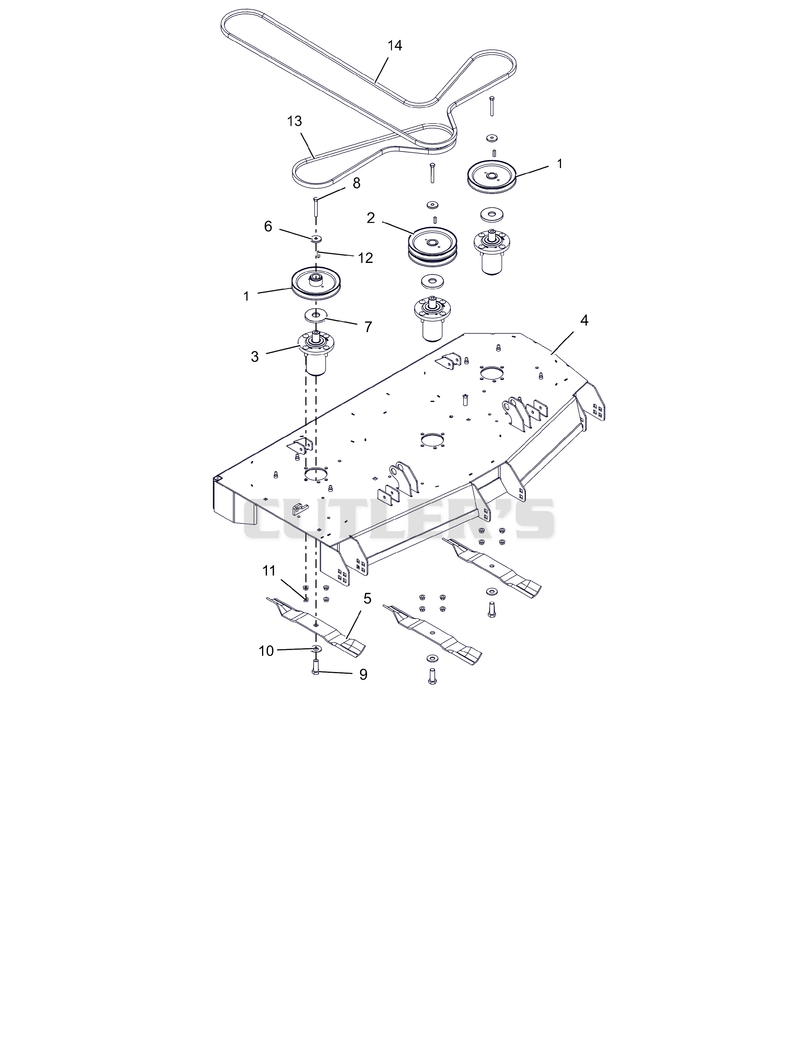 Deck, Belts, Blades and Spindles - 52"