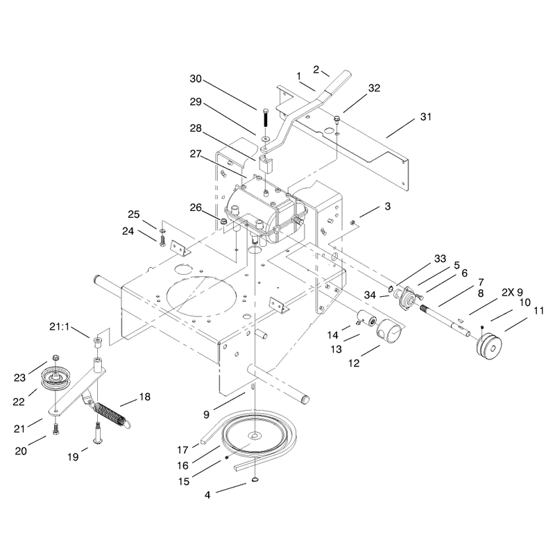 Transmission and Idler Pulley Assembly