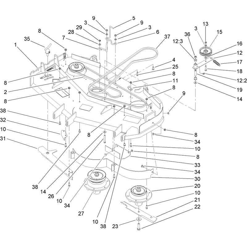 Deck Drive and Baffle Assembly