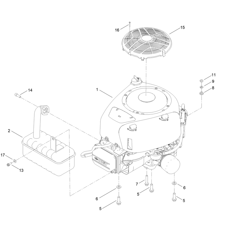 Engine and Muffler Assembly