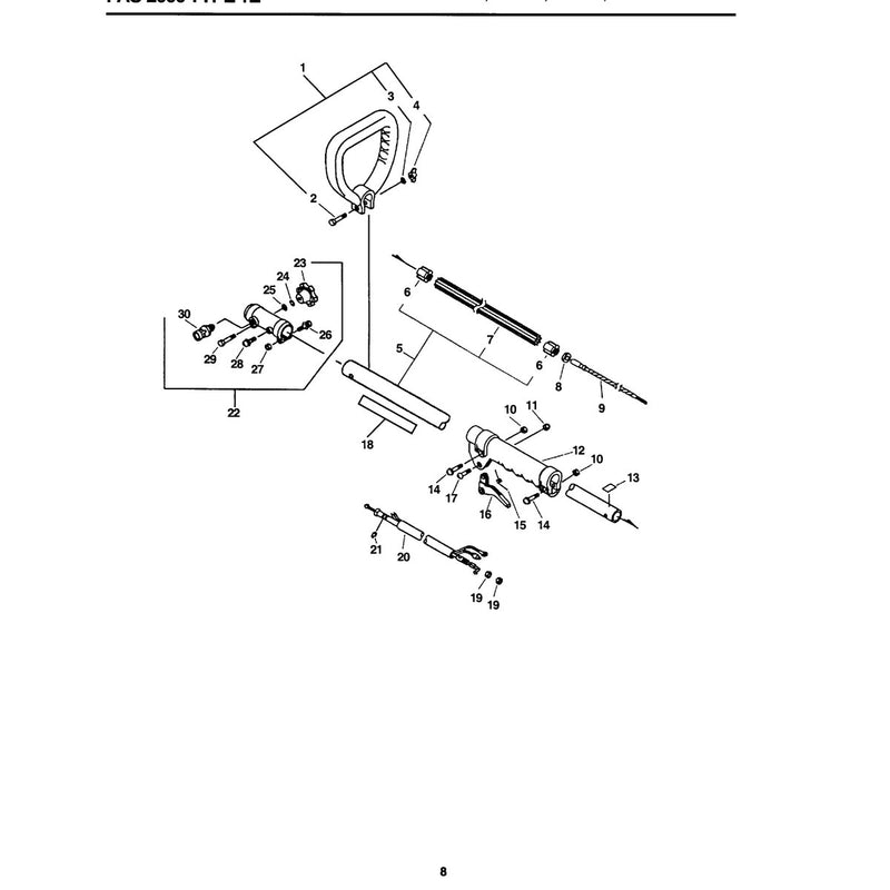 Upper Drive Shaft, Coupler, Handles, Throttle P As-2000  E