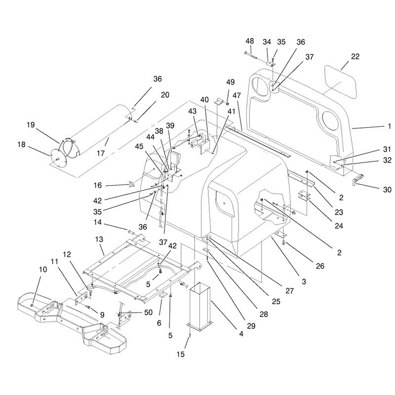 Grass Bin and Chute Assembly