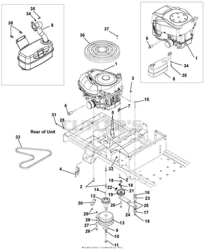 Engine, Exhaust, Belts And Idlers