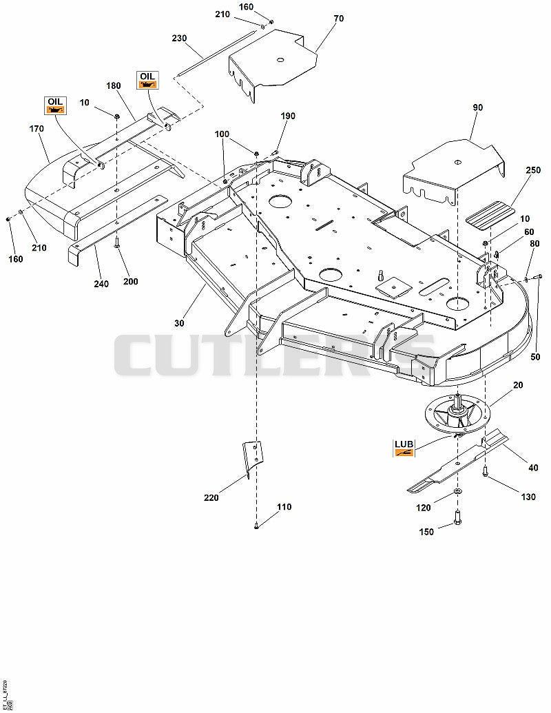 60" Mower Deck - Housing, Covers, Spindles and Blades
