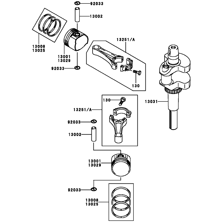 Piston and Crankshaft Assembly Kawasaki FH381V-AS25